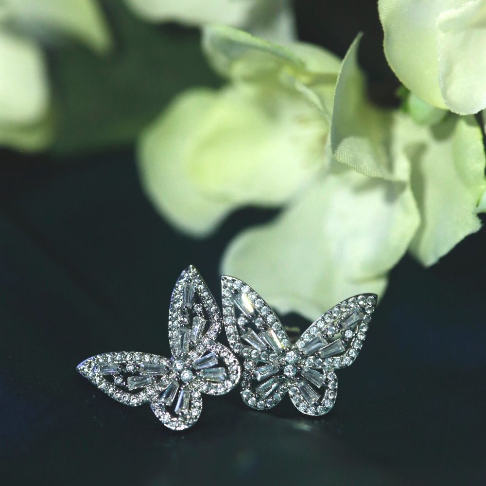 2 for $50💕 Sterling, Zircon, Butterfly Earrings - Picture 3 of 7